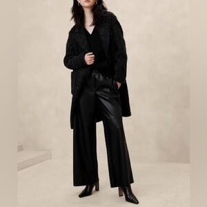 Banana Republic Black Wide-Leg Faux Leather Pants, MD